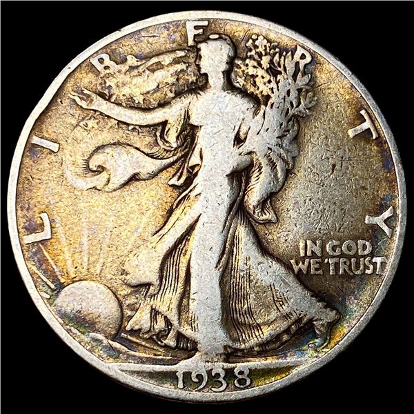 1938-D Silver Walking Liberty Half Dollar  LIGHTLY CIRCULATED