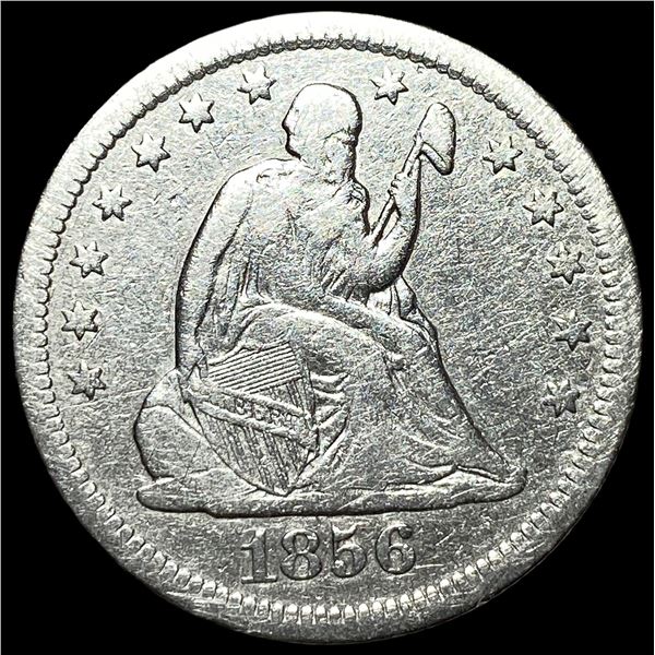 1856-O Silver Seated Liberty Quarter NEARLY  UNCIRCULATED