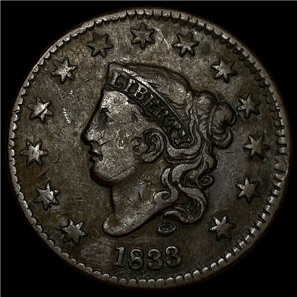 1833 Coronet Head Large Cent CLOSELY  UNCIRCULATED