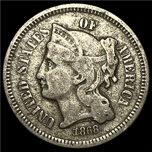 1868 Nickel Three-Cent Piece ABOUT  UNCIRCULATED