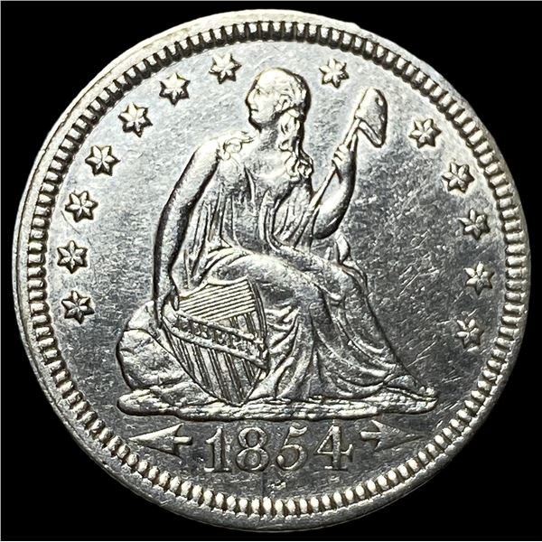 1854 Arrows Seated Liberty Quarter  UNCIRCULATED