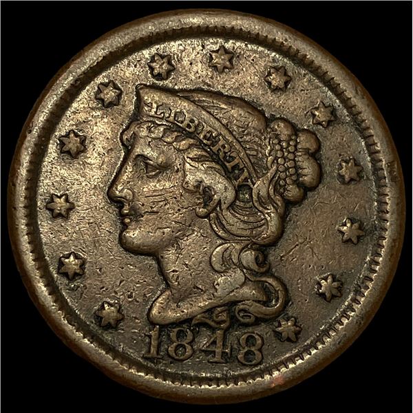 1848 Braided Hair Large Cent ABOUT  UNCIRCULATED
