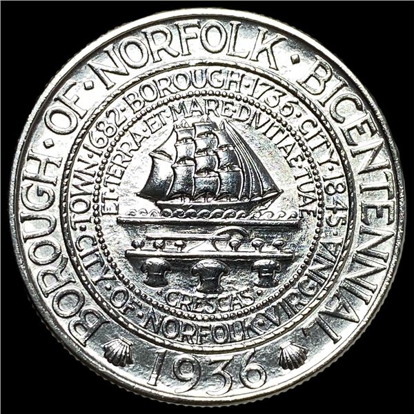 1936 Norfolk Bicentennial Silver Half Dollar  UNCIRCULATED