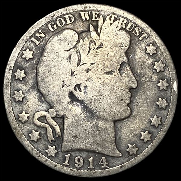 1914-S Silver Barber Half Dollar NICELY CIRCULATED