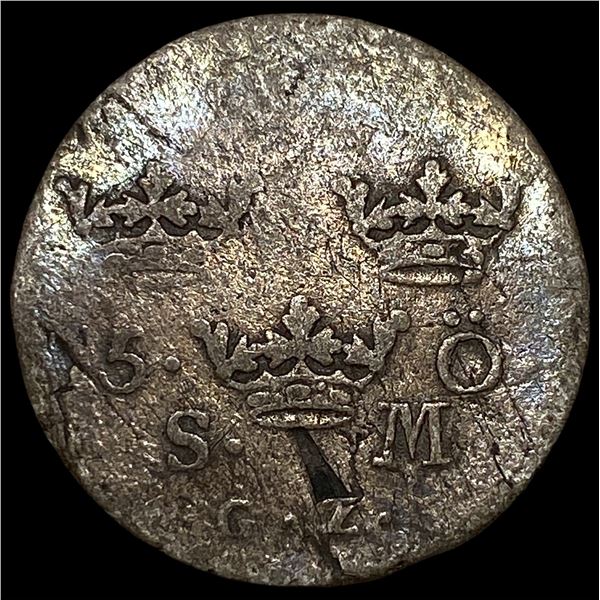 Sweden 5 Ãƒâ€“re 1666 Silver Coin. NEARLY UNCIRCULATED