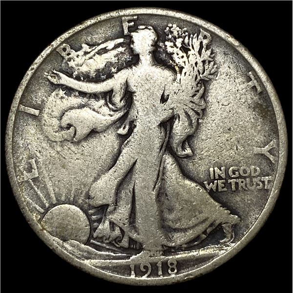 1918-S Silver Walking Liberty Half Dollar LIGHTLY CIRCULATED
