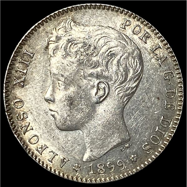 1899 Spain Silver 1 Peseta UNCIRCULATED