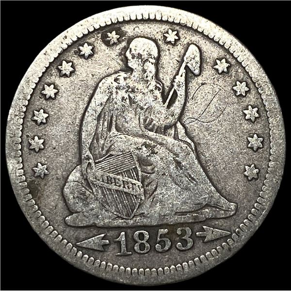 1853 Arrows Seated Liberty Quarter LIGHTLY CIRCULATED