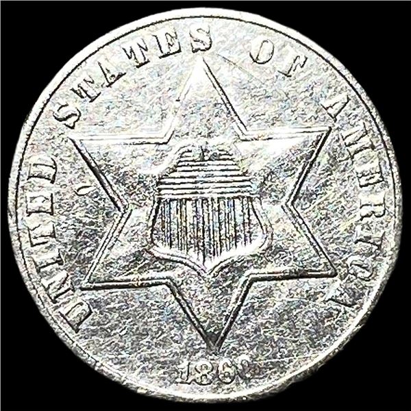 1862 Silver Three-Cent Piece CLOSELY UNCIRCULATED