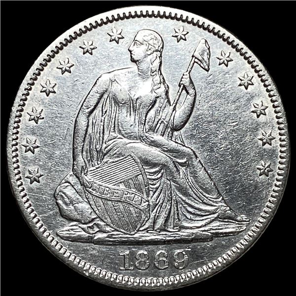 1869 Silver Seated Liberty Half Dollar CHOICE AU