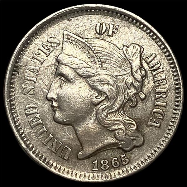 1865 Nickel Three-Cent Piece NEARLY UNCIRCULATED