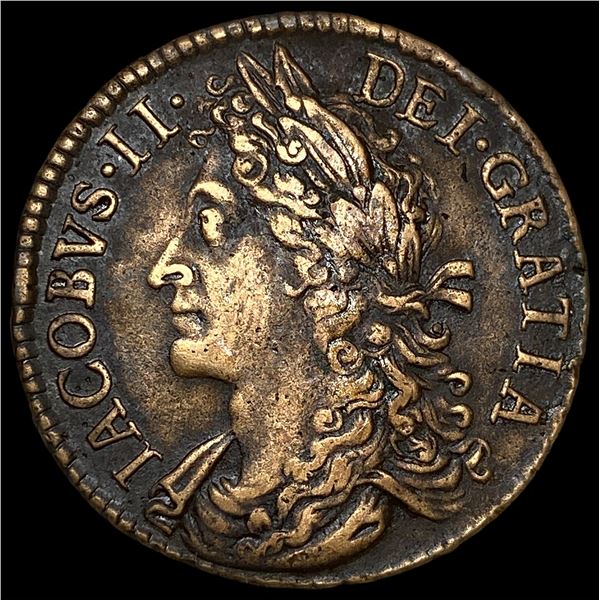1689 England James II Gunmoney Halfcrown CLOSELY UNCIRCULATED