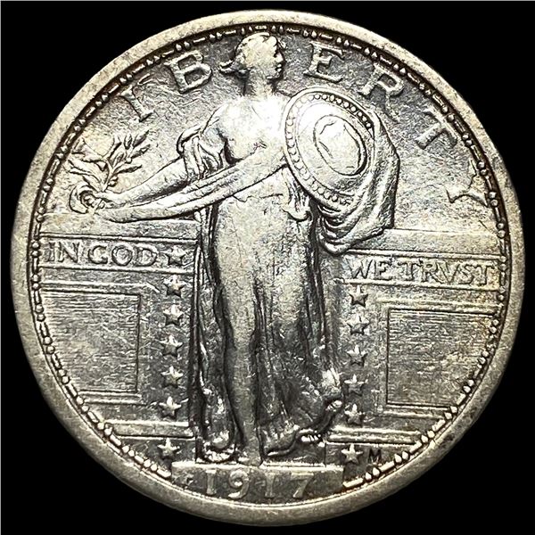 1917 Type 1 Silver Standing Liberty Quarter NEARLY UNCIRCULATED
