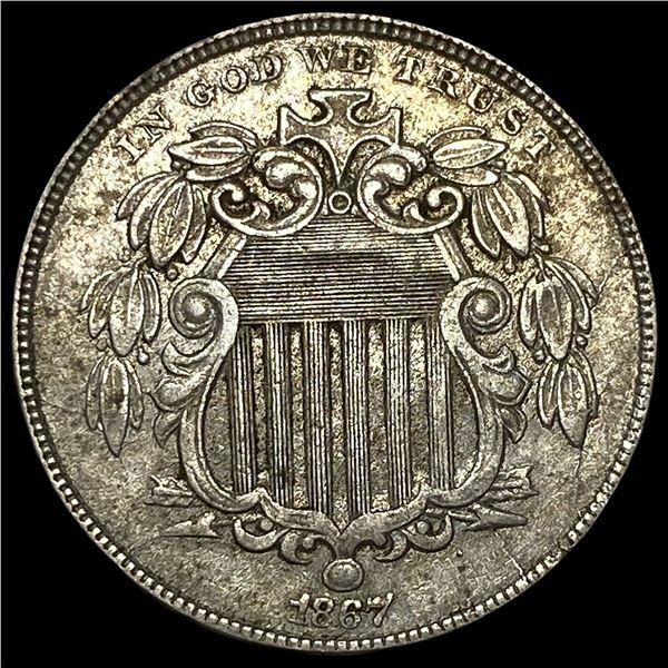 1867 Shield Nickel NEARLY UNCIRCULATED