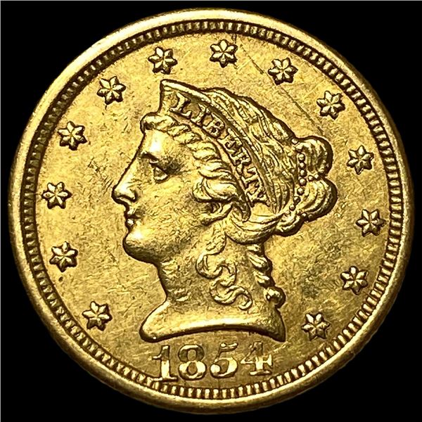 1854-O Gold $2.50 Liberty Head Quarter Eagle CLOSELY UNCIRCULATED