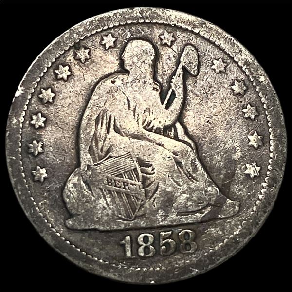 1858 Seated Liberty Quarter LIGHTLY CIRCULATED