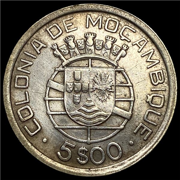 1938 Mozambique 5 Escudos UNCIRCULATED