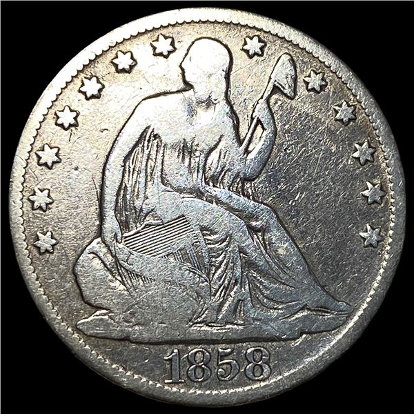1858-O Silver Half Dollar ABOUT UNCIRCULATED