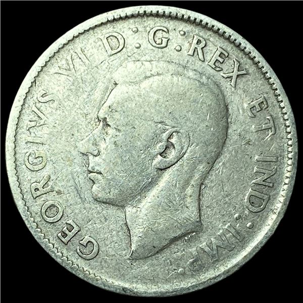 1943 Canada Silver 25 Cents ABOUT UNCIRCULATED