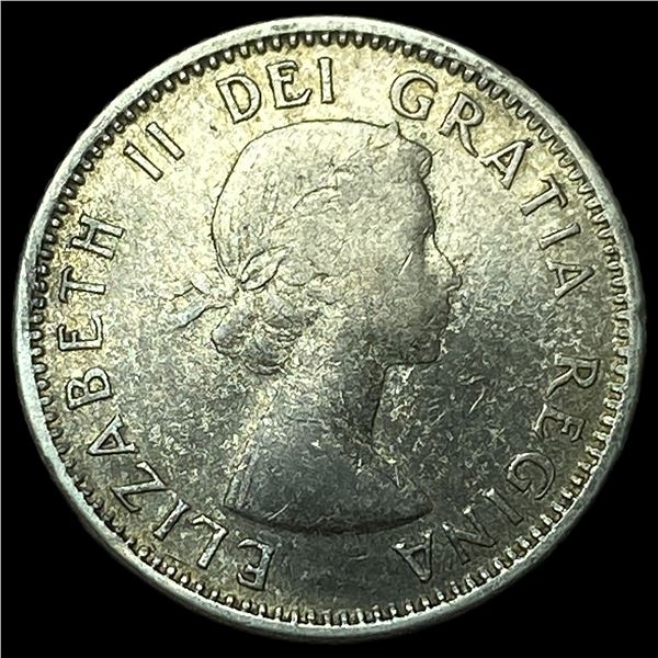 1957 Canada Silver 10 Cents ABOUT UNCIRCULATED