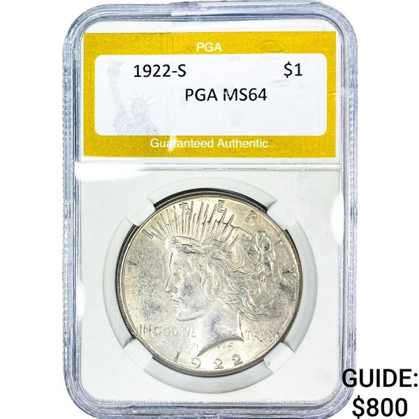 1922-S Silver Peace Dollar PGA MS64