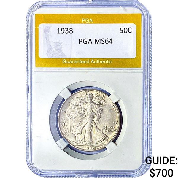 1938 Walking Liberty Half Dollar PGA MS64