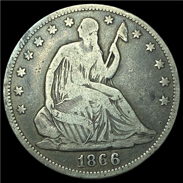 1866 Seated Liberty Half Dollar LIGHTLY CIRCULATED