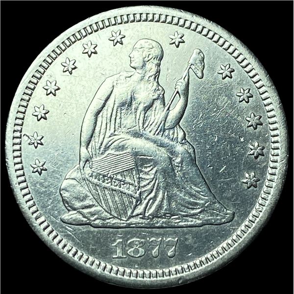 1877-CC Silver Seated Liberty Quarter UNCIRCULATED