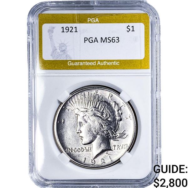 1921 Silver Peace Dollar PGA MS63