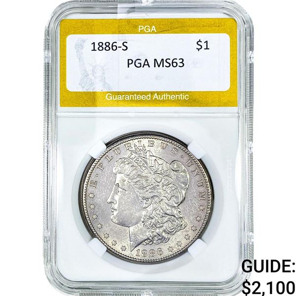 1886-S Morgan Silver Dollar PGA MS63