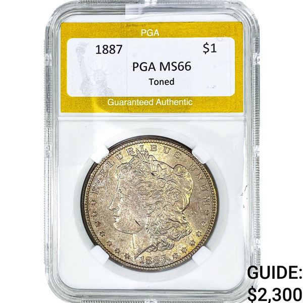 1887 Morgan Silver Dollar PGA MS66 Toned