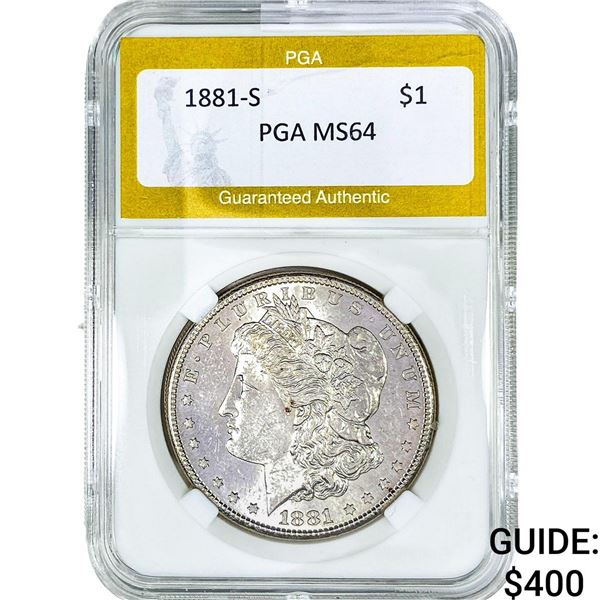 1881-S Morgan Silver Dollar PGA MS64