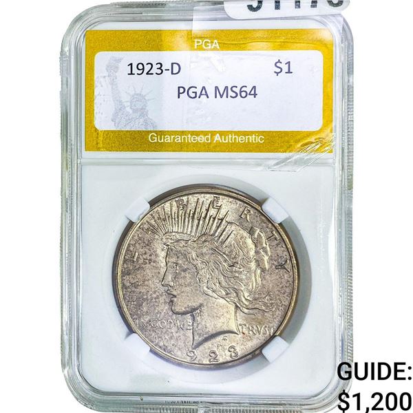 1923-D Silver Peace Dollar PGA MS64