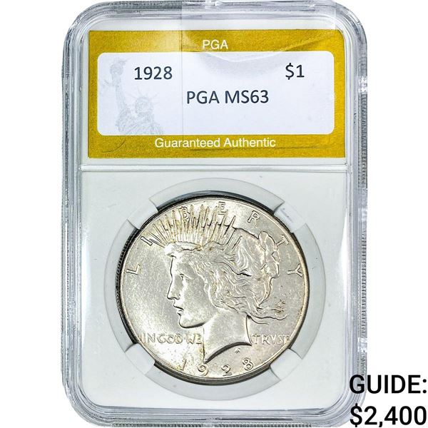 1928 Silver Peace Dollar PGA MS63