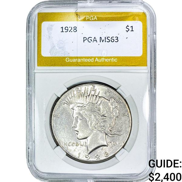1928 Silver Peace Dollar PGA MS63