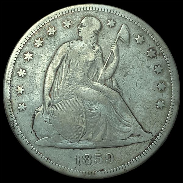 1859 Seated Liberty Silver Dollar NEARLY UNCIRCULATED