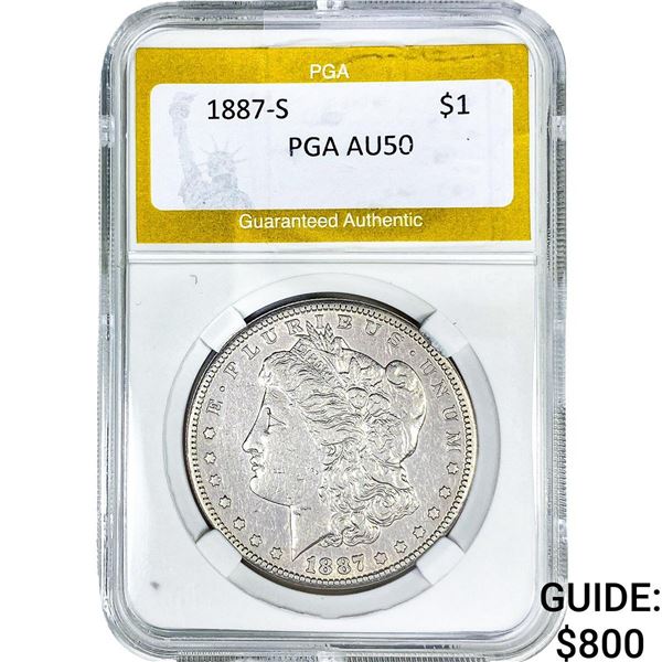 1887-S Morgan Silver Dollar PGA AU50