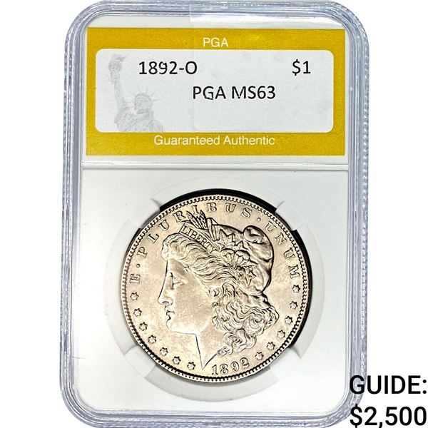 1892-O Morgan Silver Dollar PGA MS63