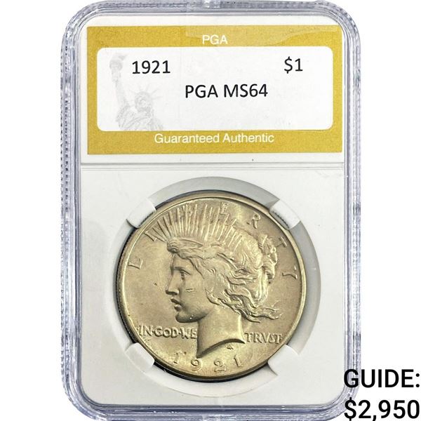 1921 Silver Peace Dollar PGA MS64