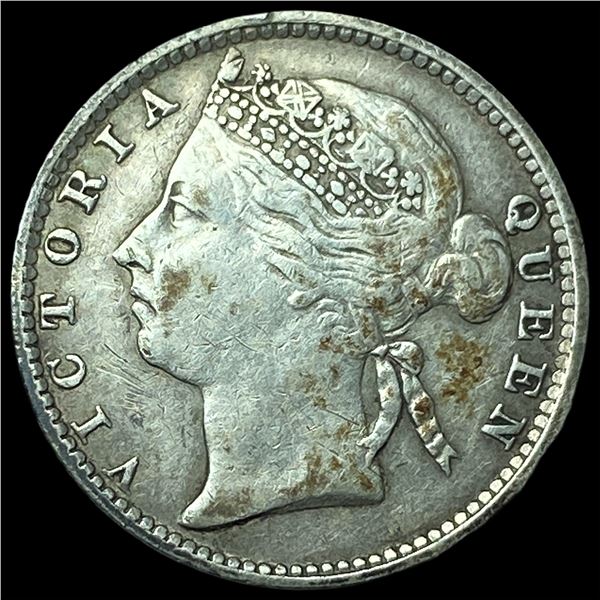 1896 Straits Settlements Silver 10 Cents LIGHTLY CIRCULATED