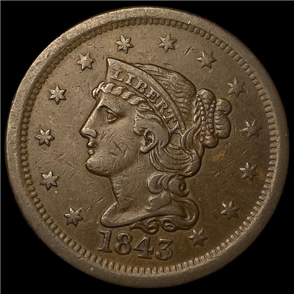 1843 Braided Hair Large Cent CLOSELY UNCIRCULATED