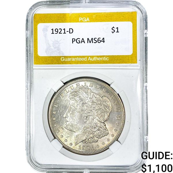 1921-D Morgan Silver Dollar PGA MS64