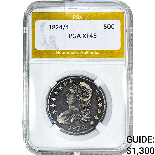 1824/4 Capped Bust Half Dollar PGA XF45