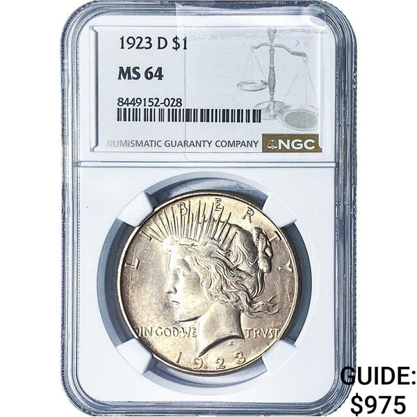 1923-D Silver Peace Dollar NGC MS64