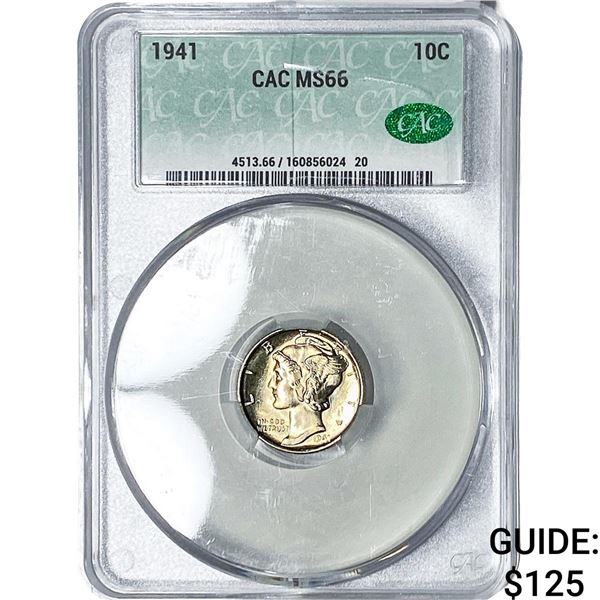1941 Mercury Silver Dime CAC MS66