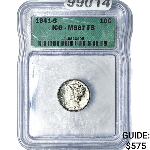 1941-S Mercury Silver Dime ICG MS67 FB