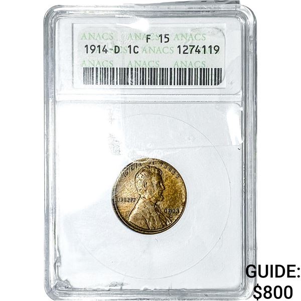 1914-D Wheat Cent ANACS F15