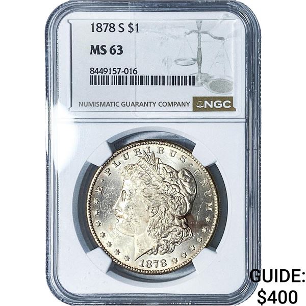 1878-S Mercury Silver Dollar NGC MS63