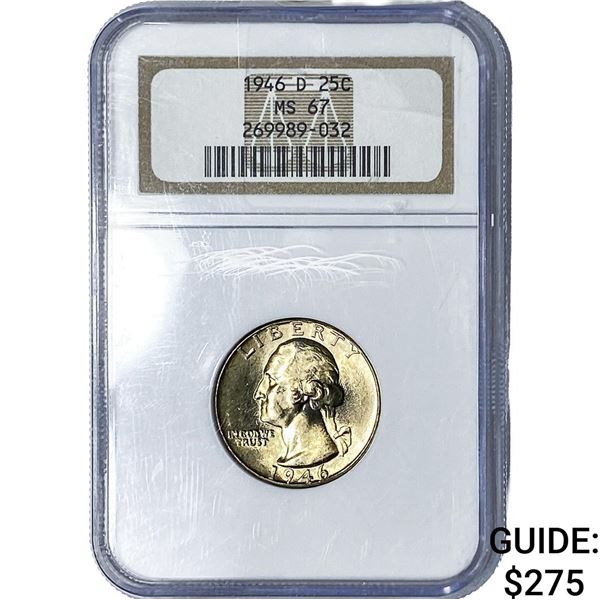 1946-D Washington Silver Quarter NGC MS67