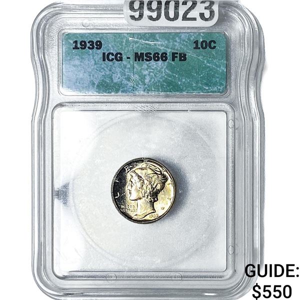1939 Mercury Silver Dime ICG MS66 FB